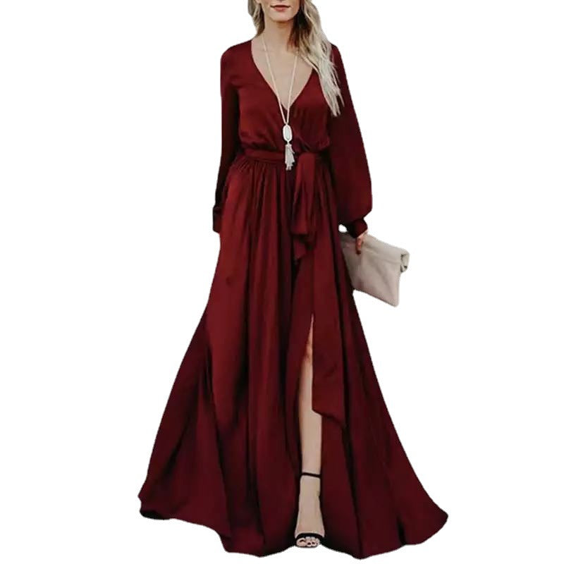 Vireous Long Sleeve Elegant Crossover 'Celtic' Long Dress