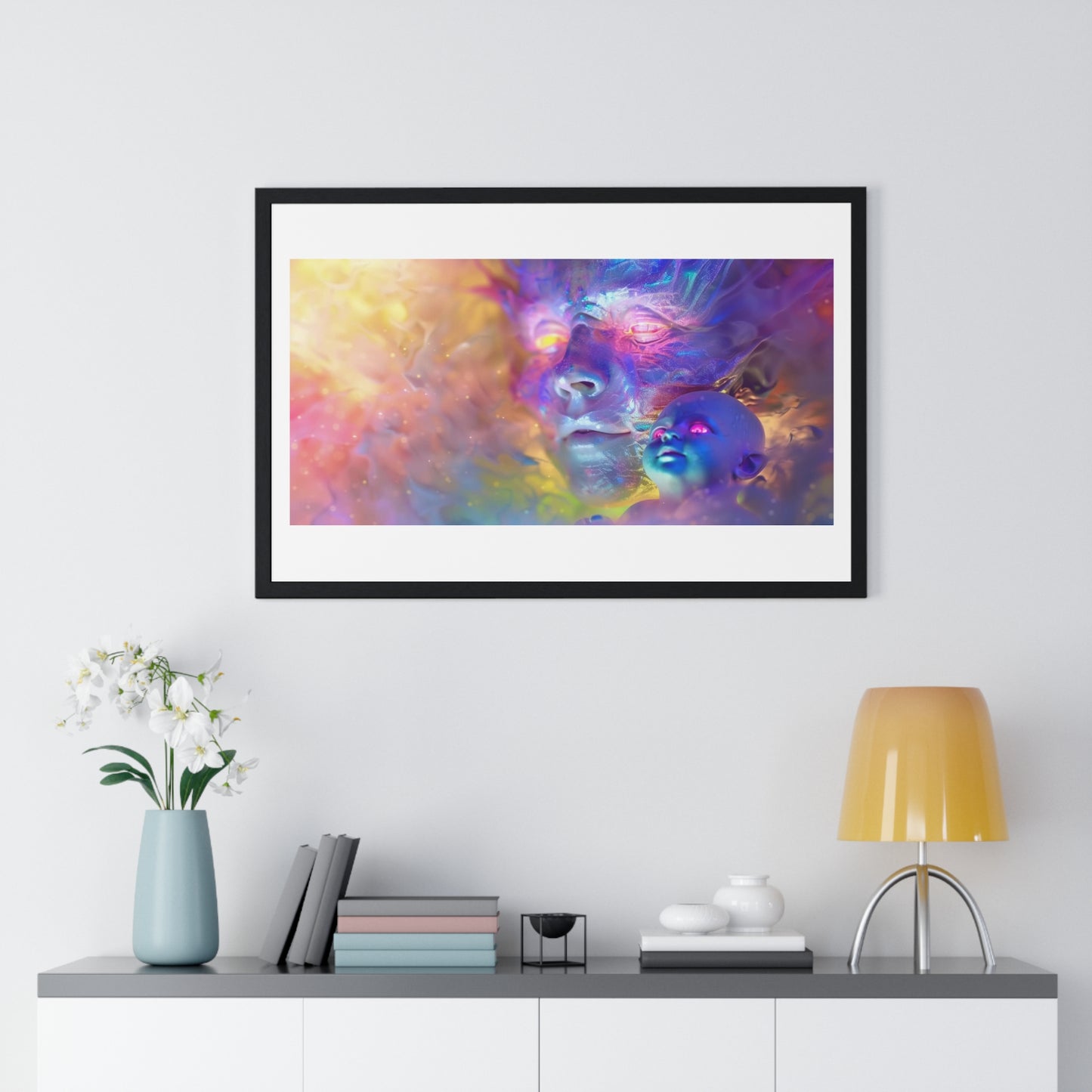 Faces of Ecstasy in Art 'Designed by AI, Framed Art Print