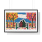 Couple on a Park Bench Fuzzy Felt Art 'Designed by AI' Framed Print