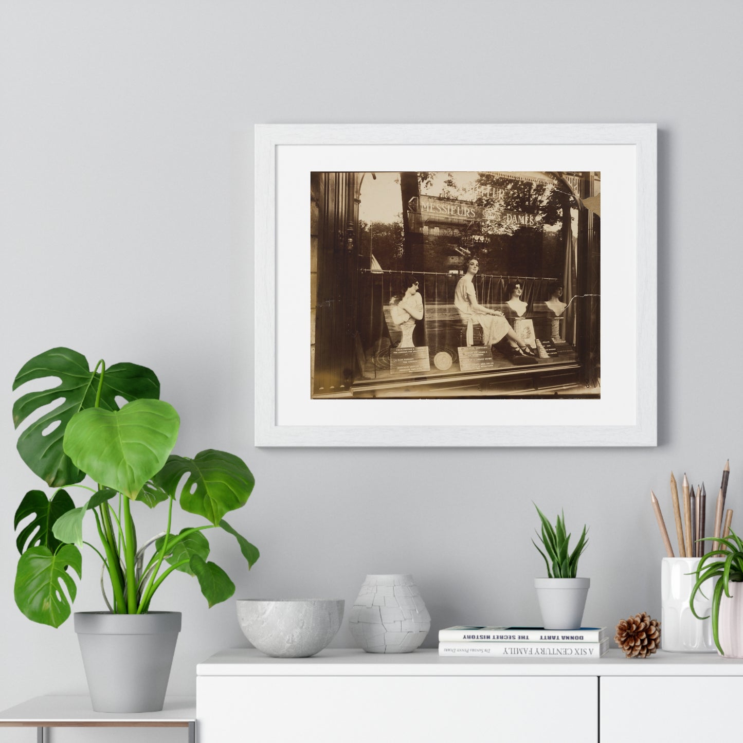 Salon de Coiffure 'Hairdresser's Shop' by Eugène Atget, from the Original, Framed Print