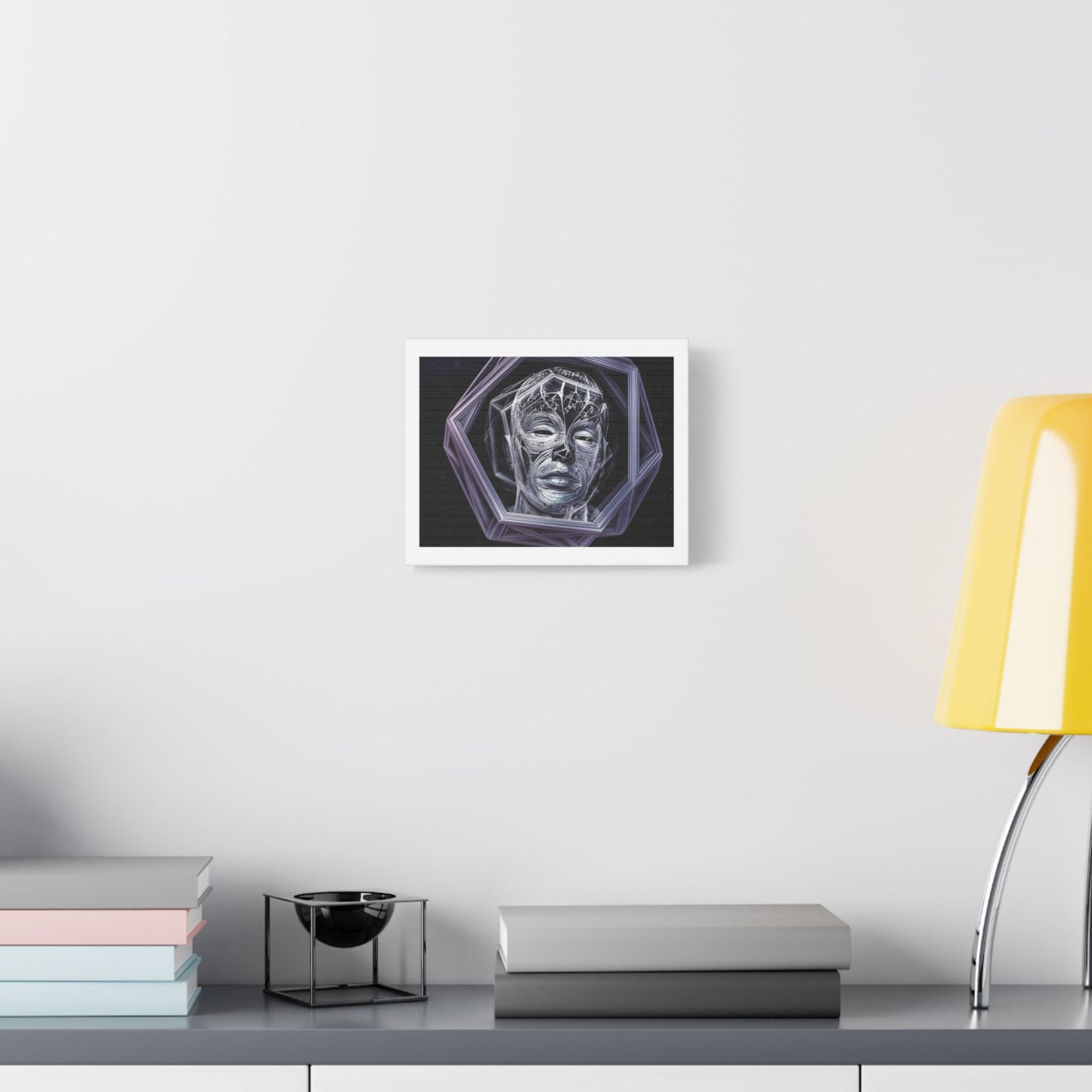 AI Hallucination Gives a Likeness of Itself 'Designed by AI', Art Print on Satin Canvas
