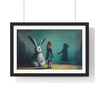 What the Rabbit Knew, the Girl Didn't 'Designed by AI' Framed Art Print