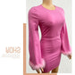 Square Collar Ostrich Feather, Long Sleeve Socialite Dress