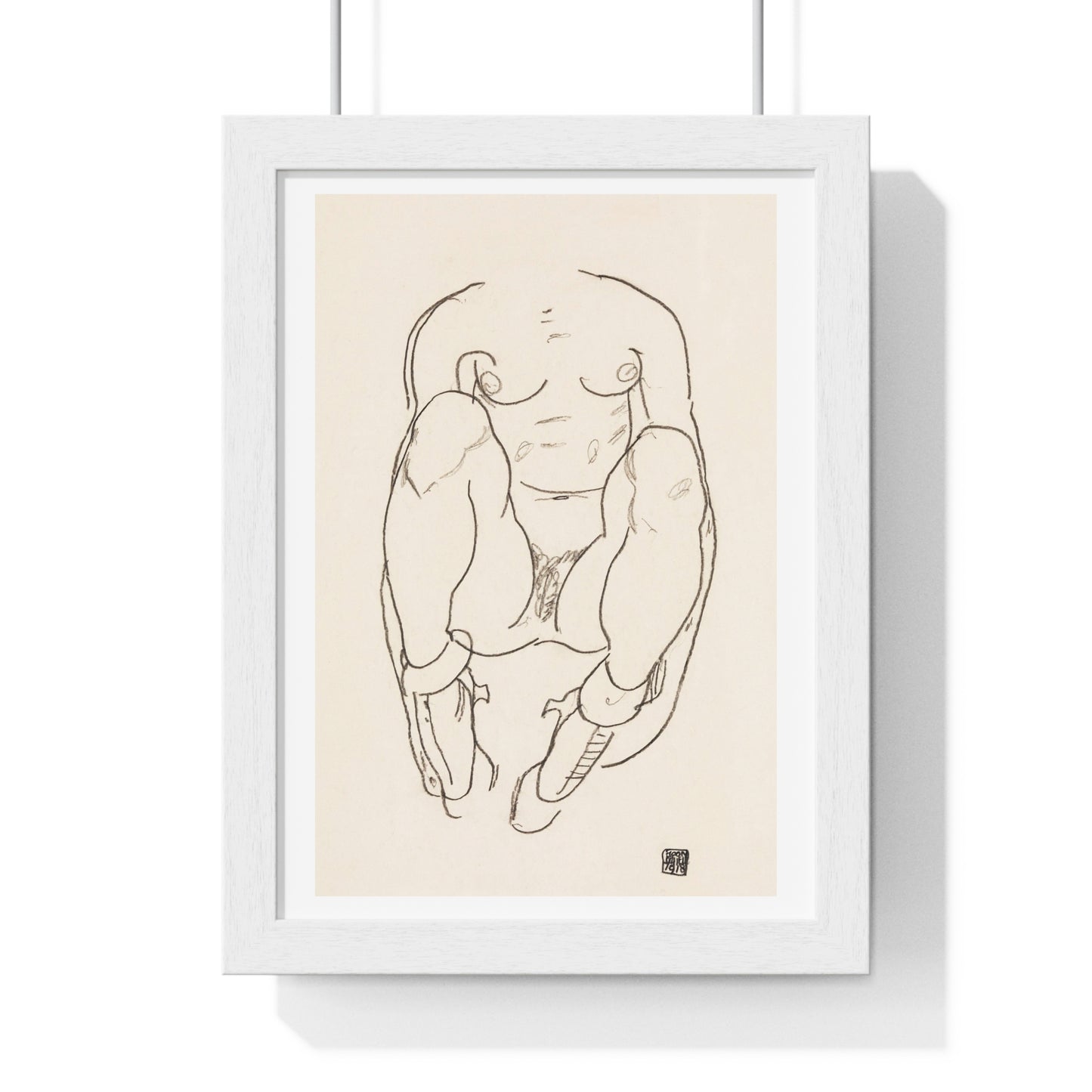 Torso of a Seated Woman with Boots (1918) by Egon Schiele, from the Original, Framed Art Print