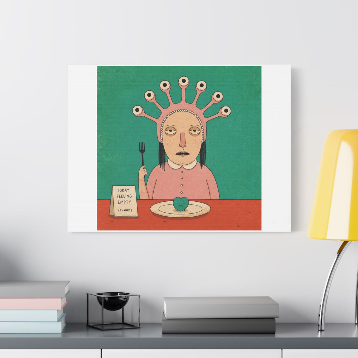 Today Feeling Empty, Cartoon Art Print on Canvas