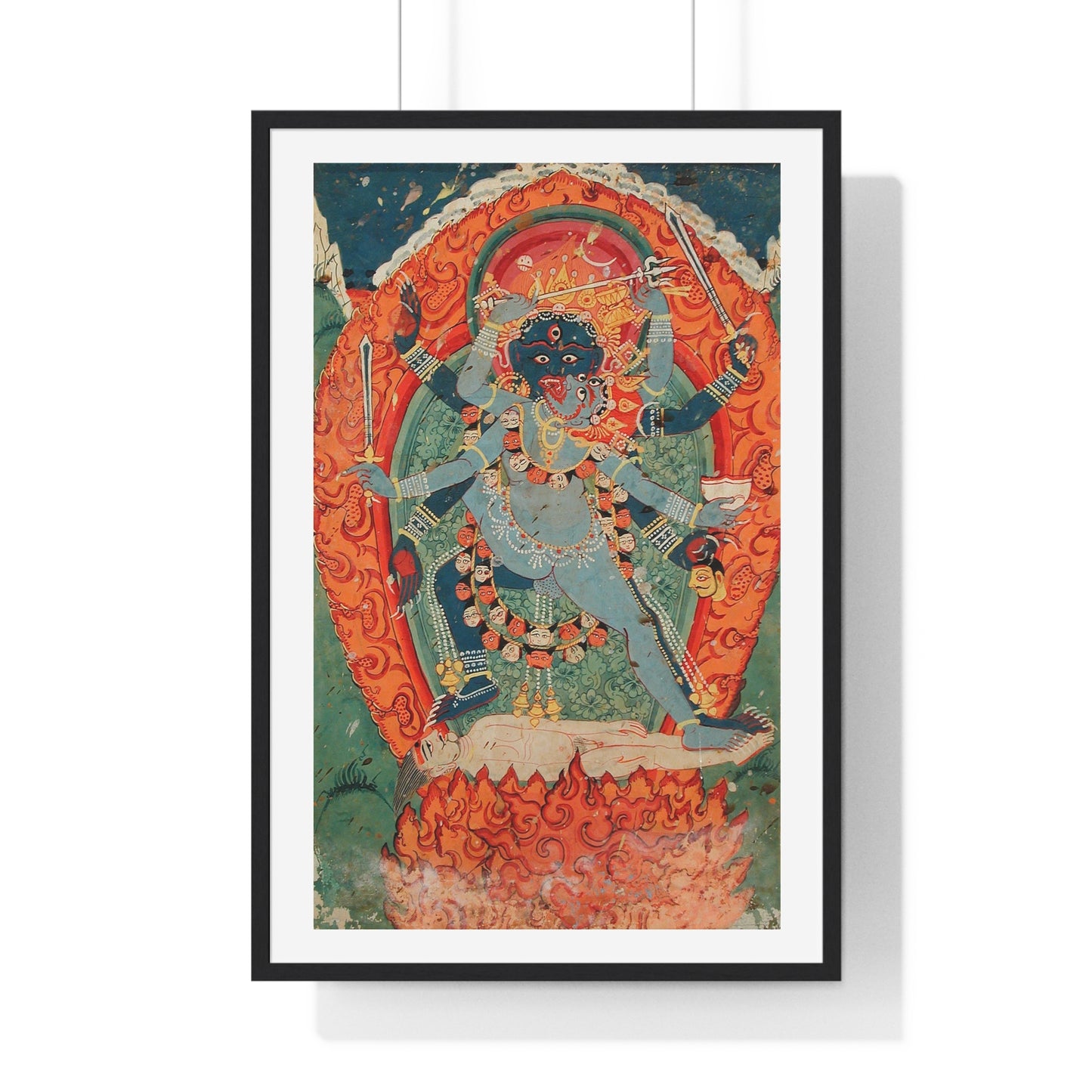 The Hindu Goddess Kali and God Bhairava in Union (18th Century) from the Original, Framed Art Print