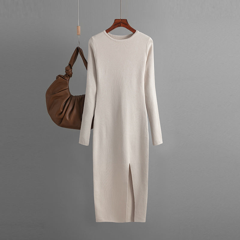 Vireous Daily Business Wear Long Sleeve Skinny Knit Dress