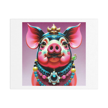 Mythological Pig Deity Portrait 'Designed by AI' on Canvas