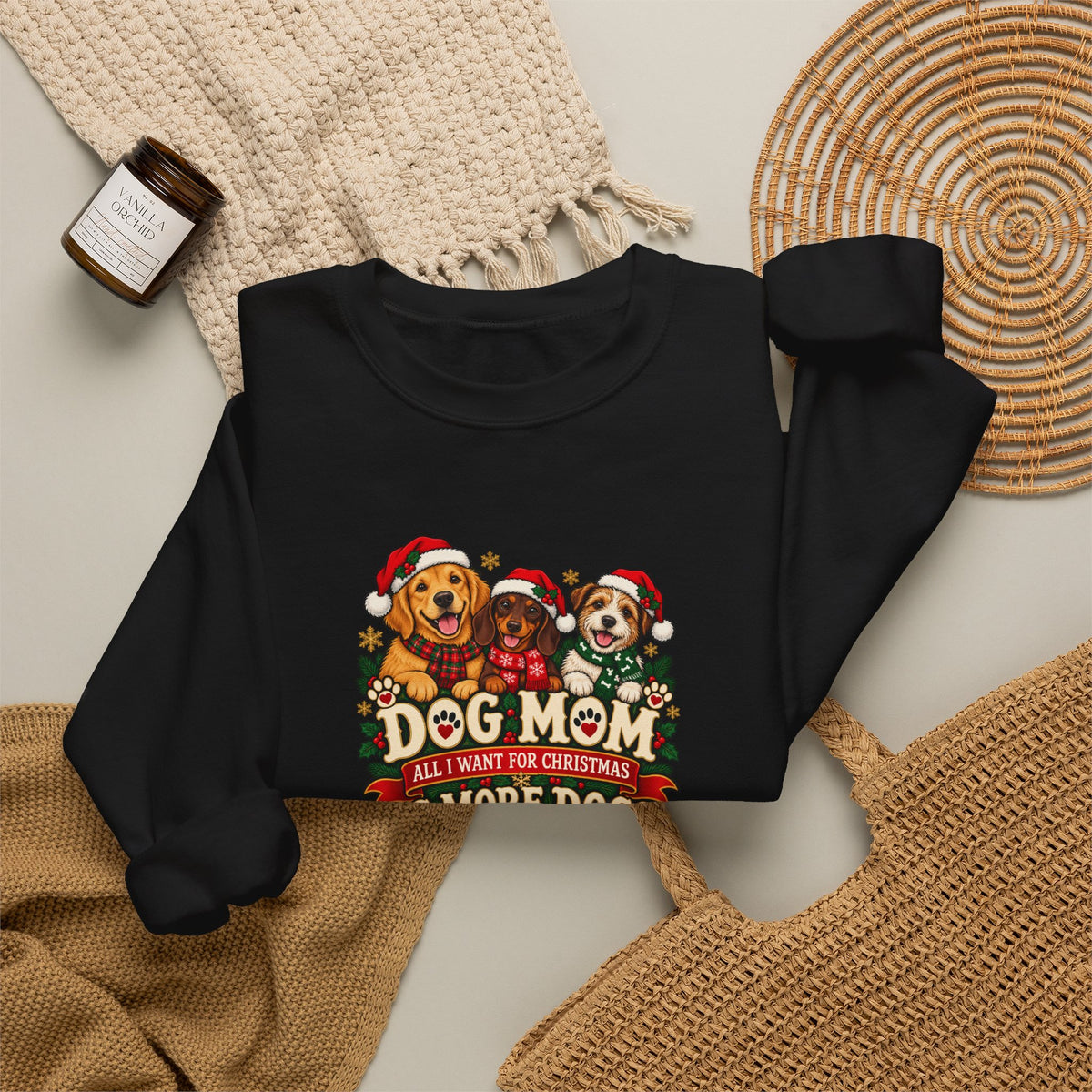 Dog Mom Christmas Sweatshirt  “The More Dogs, the Merrier” Crewneck