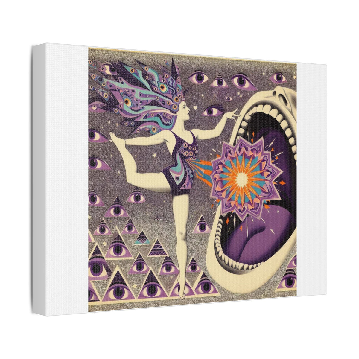 Surreal Eye and Cosmic Mouth Canvas Wall Art