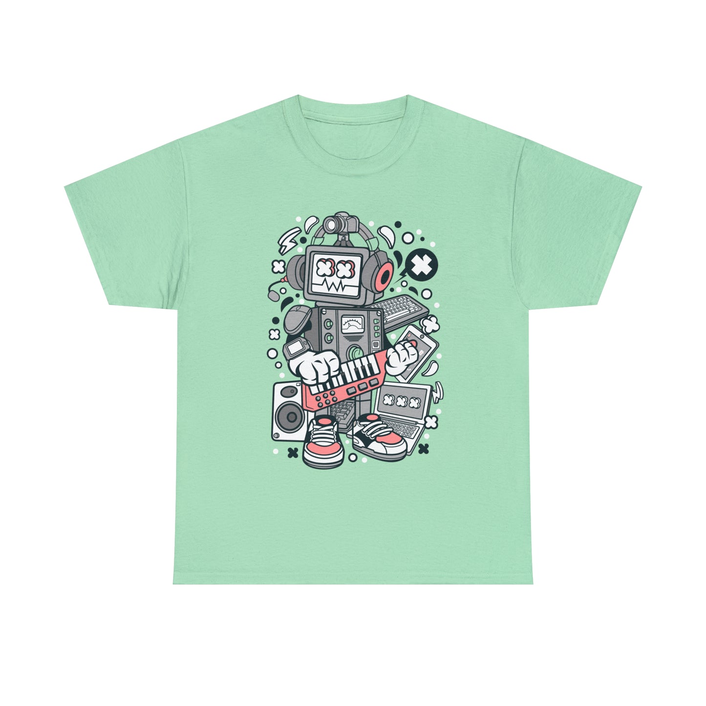 Robot Music Machine Cartoon T-Shirt