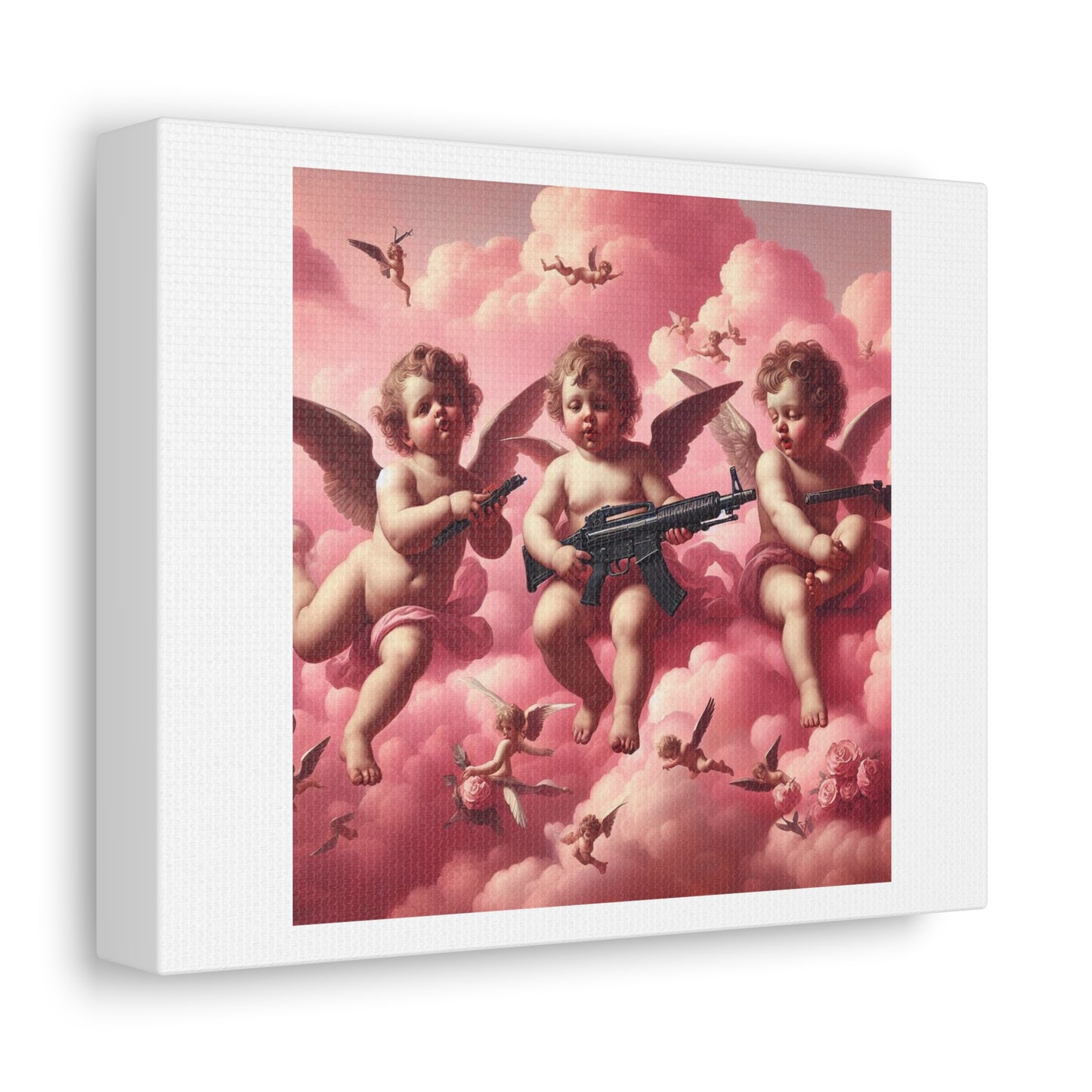 Cherubs are a Symbol of Divine Protection and Keeping Order in the Universe 'Designed by AI' Art Print on Satin Canvas