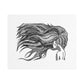 Flowing Hair Girl Line Art, Printed on Satin Canvas