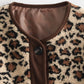 Vireous Leopard Print Women's Loose Lamb Wool Coat