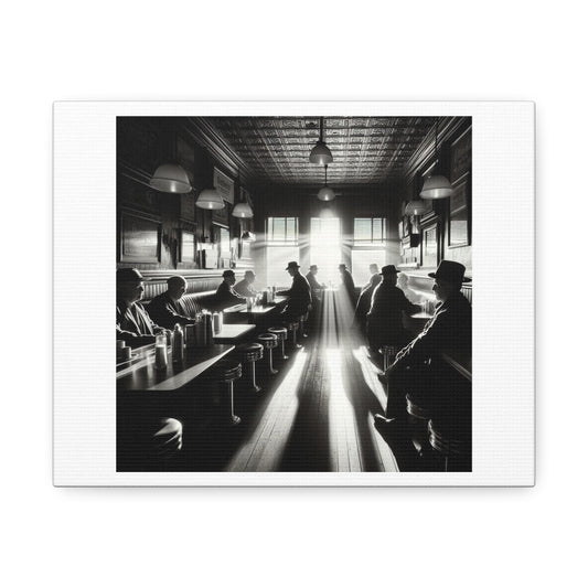 Depressing Bar in the Evening Light Photorealism 'Designed by AI' Print on Canvas
