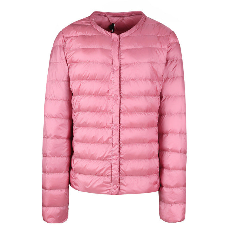 Lightweight Down Jacket, Women's Collarless Short Coat, Multi Colours