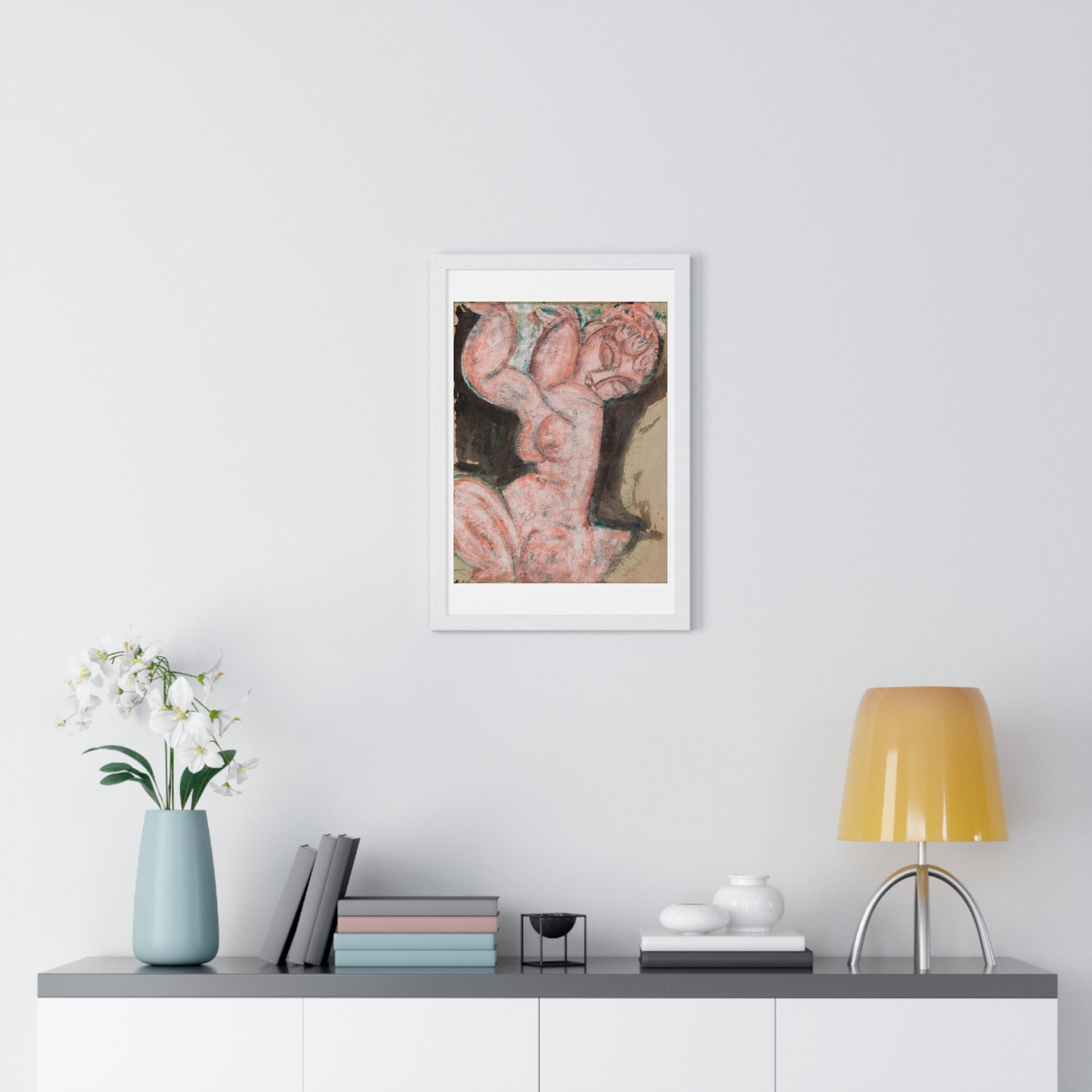 Pink Nude (1914-1915) by Amedeo Modigliani, from the Original, Framed Art Print