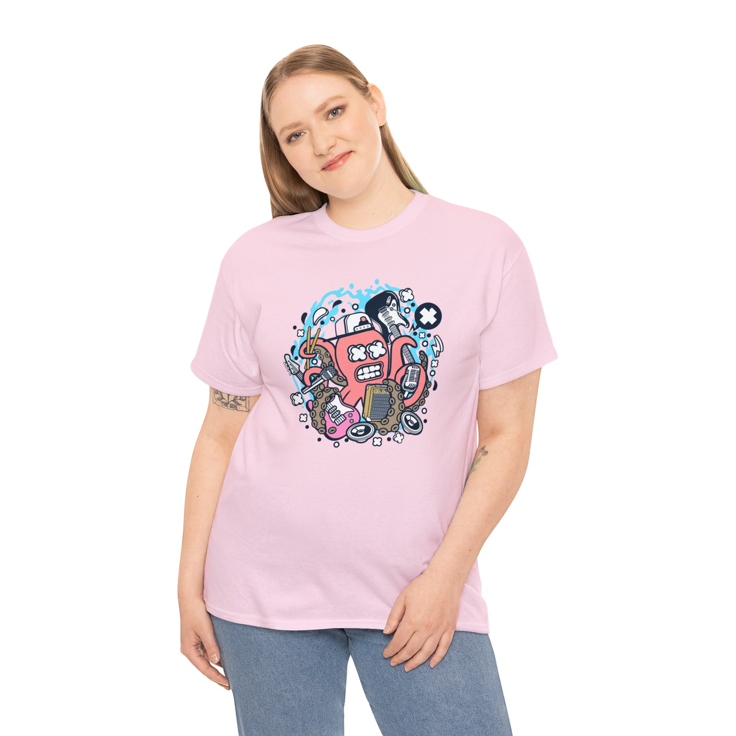 Rock Octopus Musician Cartoon T-Shirt