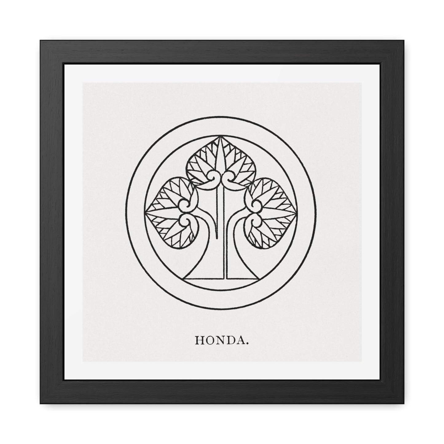 Honda, Japanese Tree Illustration, from the Original, Wooden Framed Print