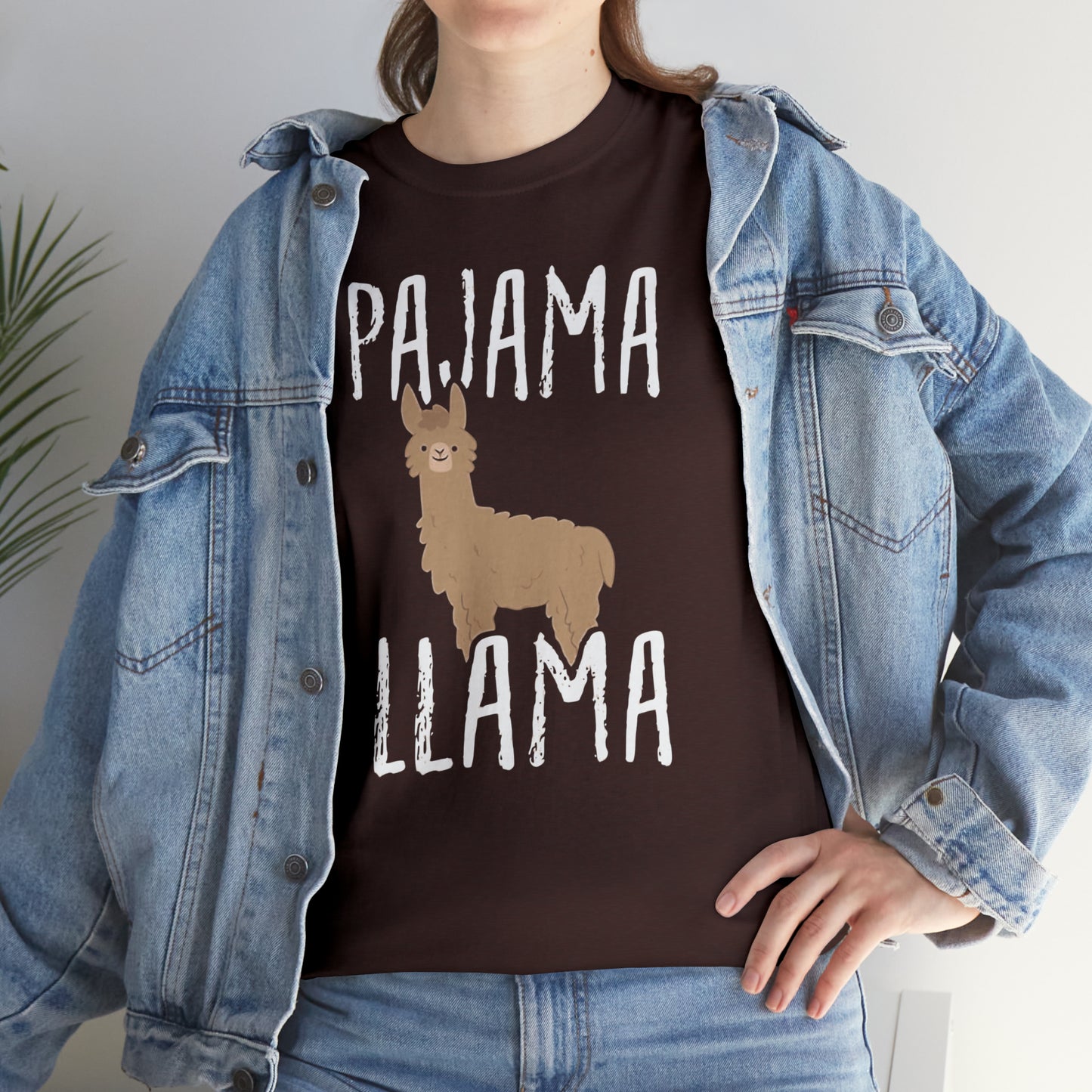 Pyjama Llama Heavy Cotton T-Shirt Quirky Women's Men's