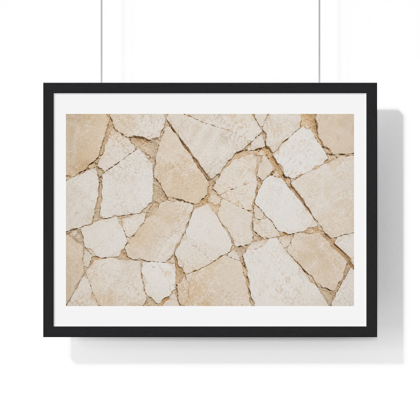 Beige Abstract Relaxing Decor Art, Large Framed Print
