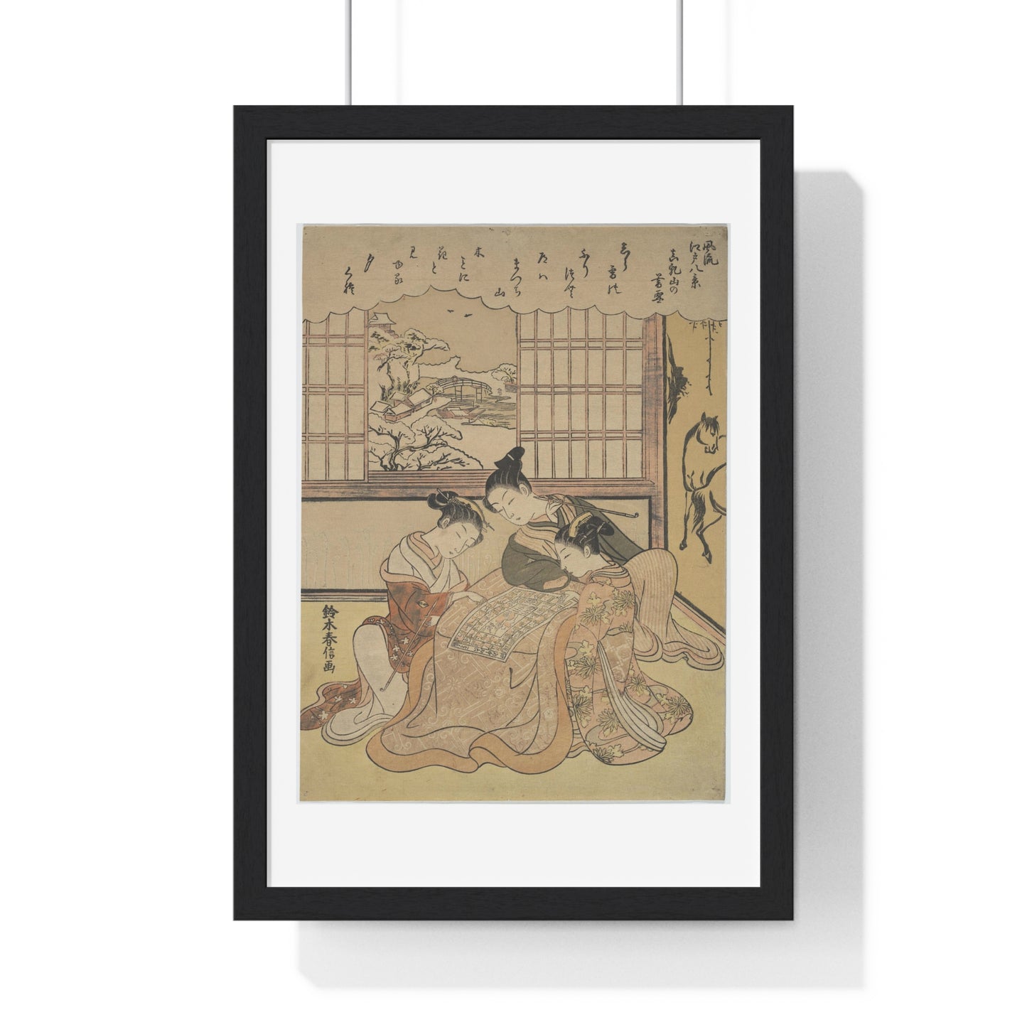 Evening Snow on Matsuchi Hill (1765-1770) from the series Eight Fashionable Views of Edo 'Furyu Edo Hakkei' by Suzuki Harunobu, from the Original, Framed Art Print