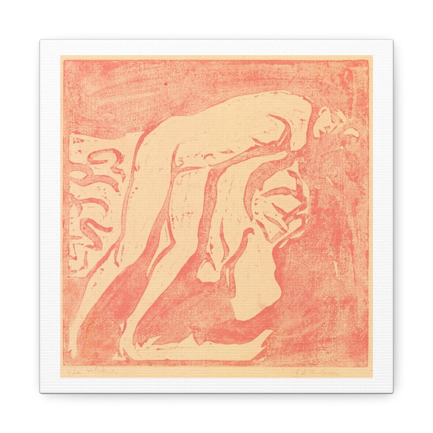 Female Nude 'Mädchenakt' (1906) by Ernst Ludwig Kirchner, Art Print from the Original on Canvas