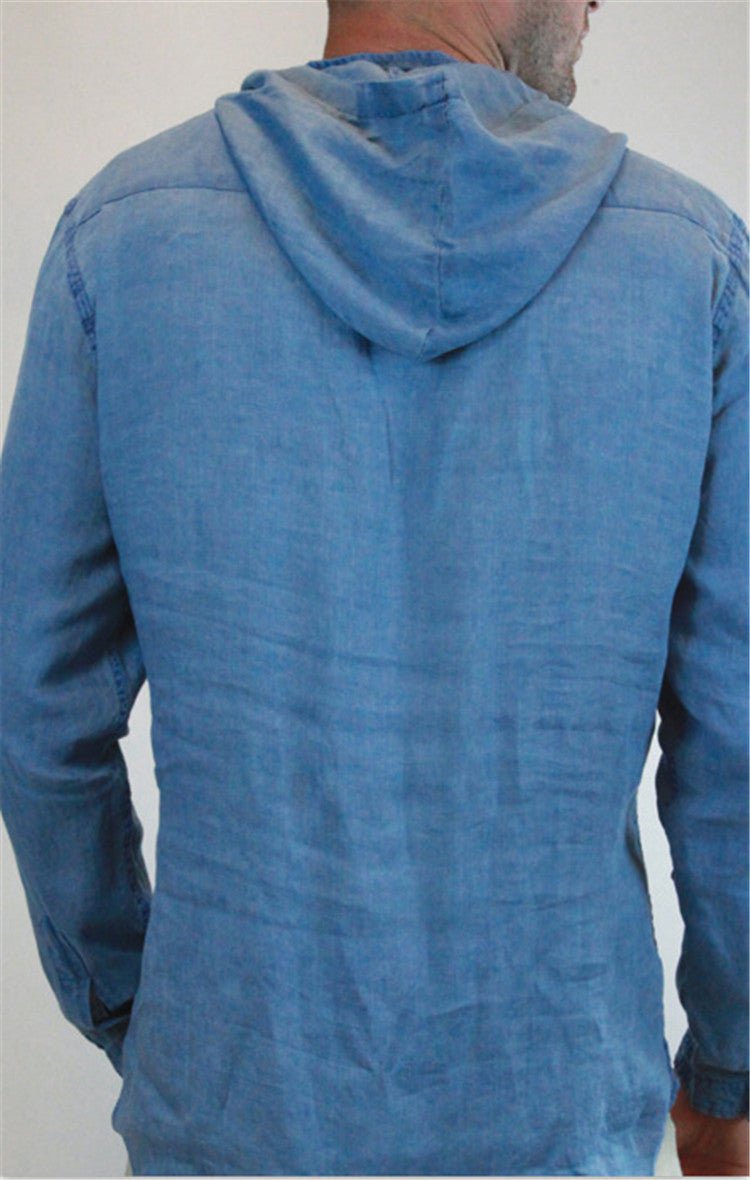 Vireous Men's Linen Hooded Sweatshirt