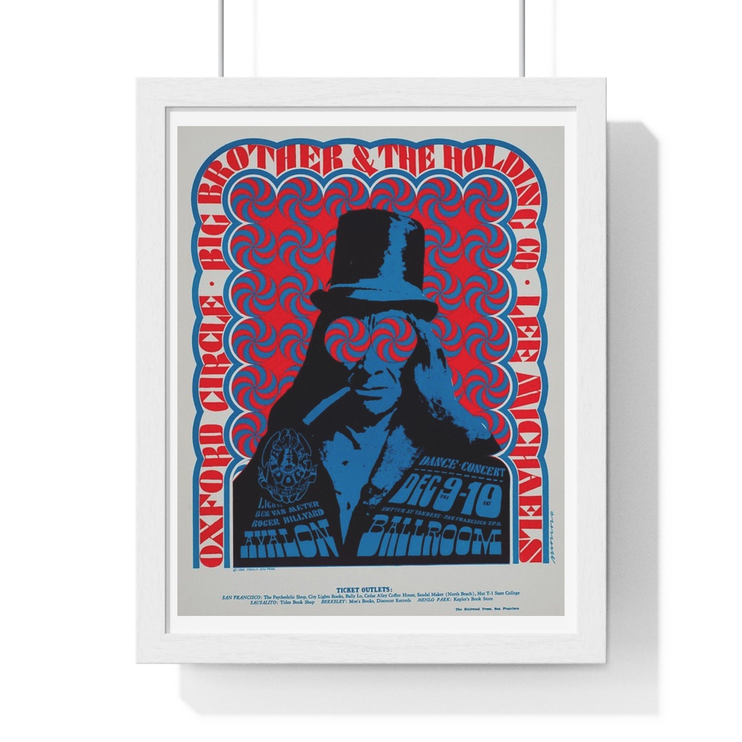 Big Brother and the Holding Company, 1970s Psychedelic Poster Art, from the Original, Framed Print