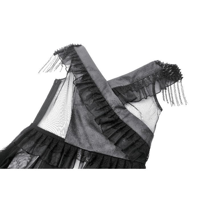 Dark in Love Seraphina Tiered Mesh and Ruffle Goth Gown