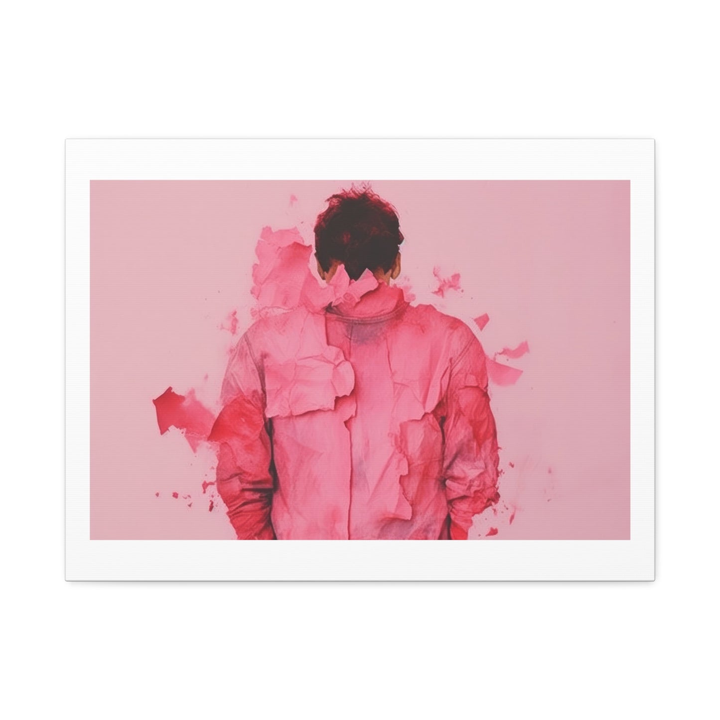 Altered Man Pink Break Up Abstract Painting 'Designed by AI' Art Print on Canvas