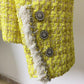 Lemon Yellow Tweed Classic French-Style Women's Tailored Jacket