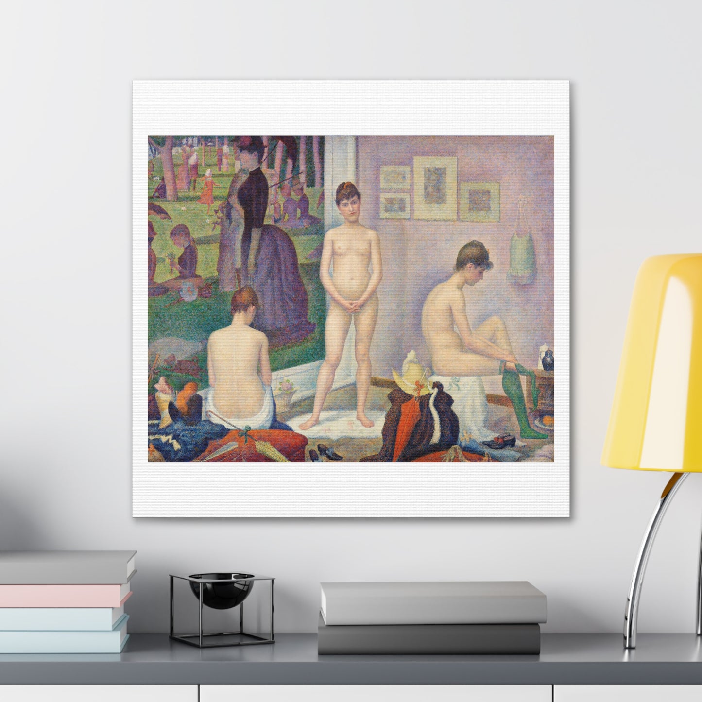 Models 'Poseuses' (1886–1888) by Georges Seurat, Art Print from the Original on Satin Canvas