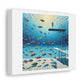 Fish in a Swimming Pool, David Hockney Style Acrylic Art Print 'Designed by AI' on Canvas