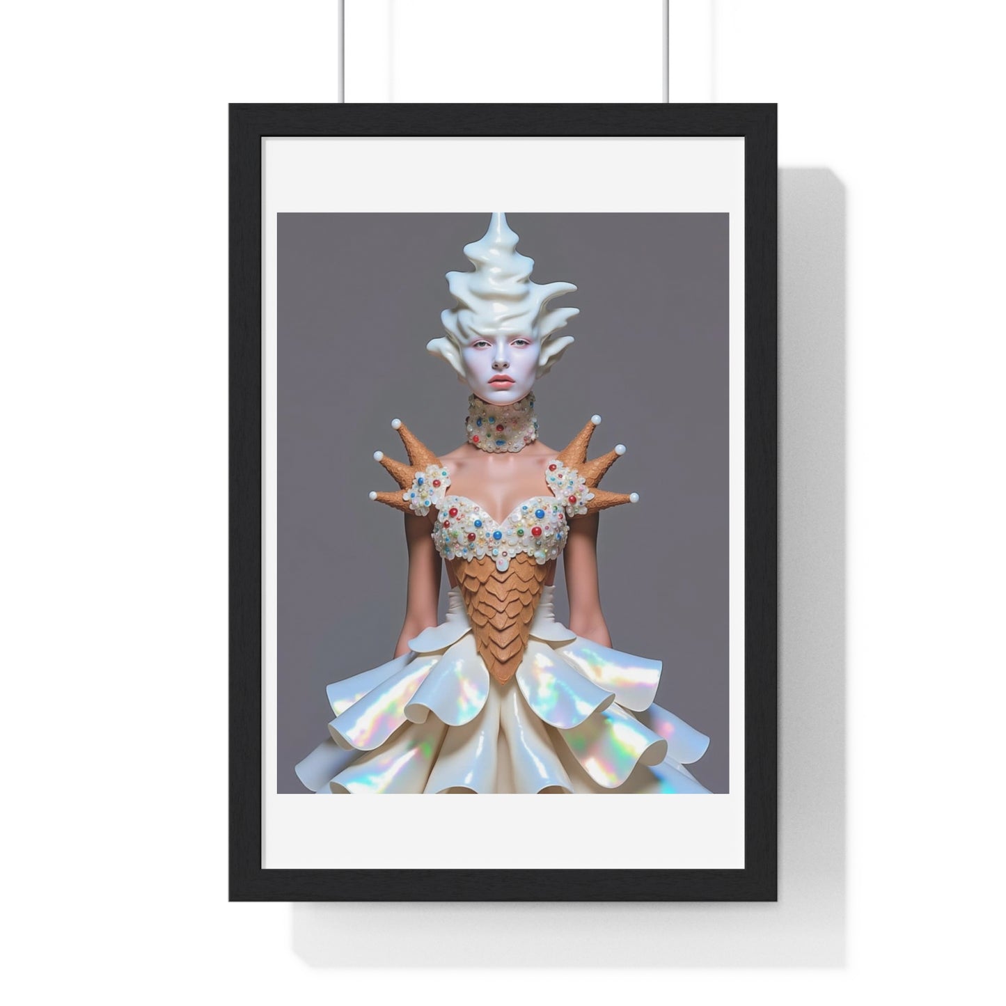 Ice Cream Girl, Abstract Art 'Designed by AI' Framed Print