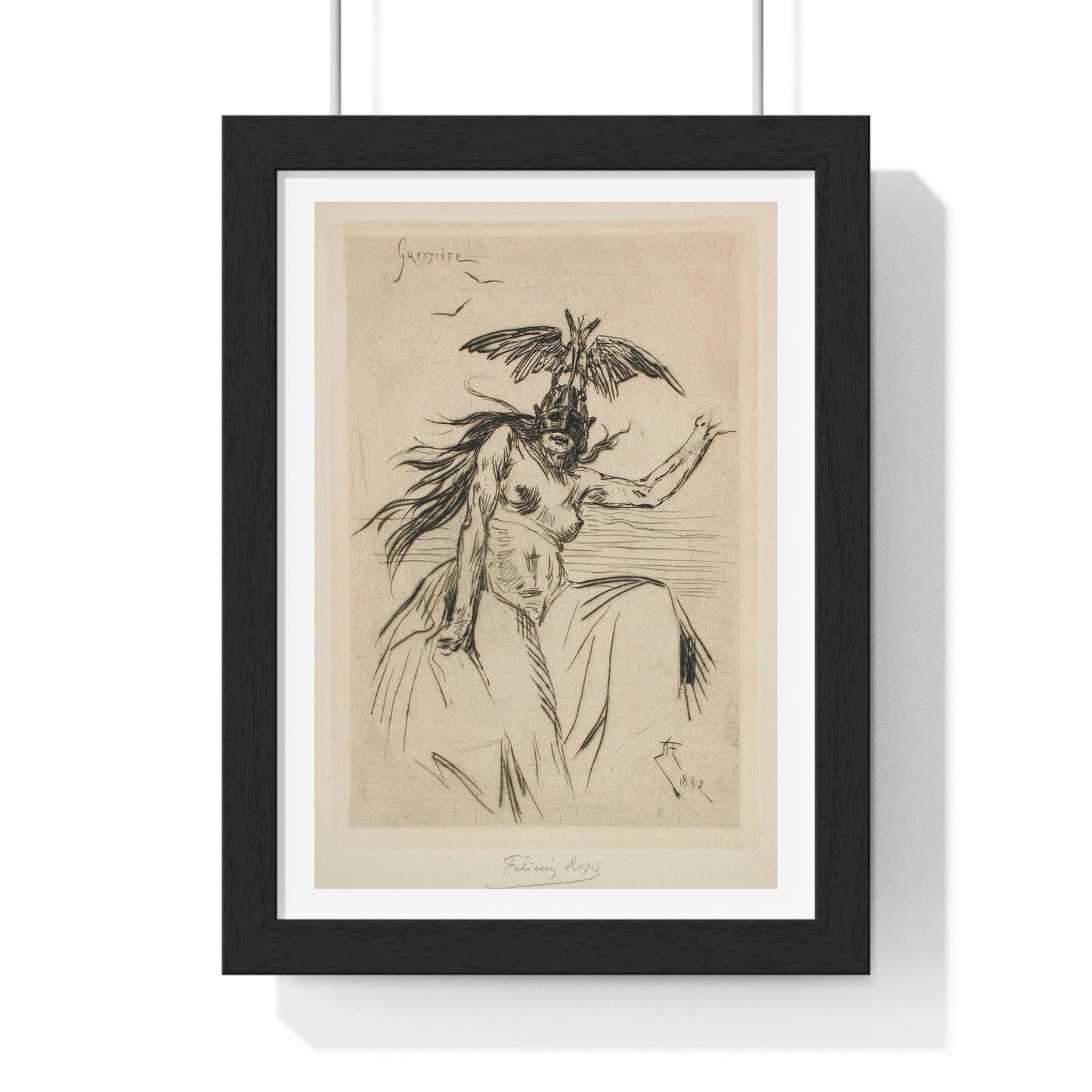 Guerrière (1882) by Félicien Victor Joseph Rops, from the Original, Framed Art Print