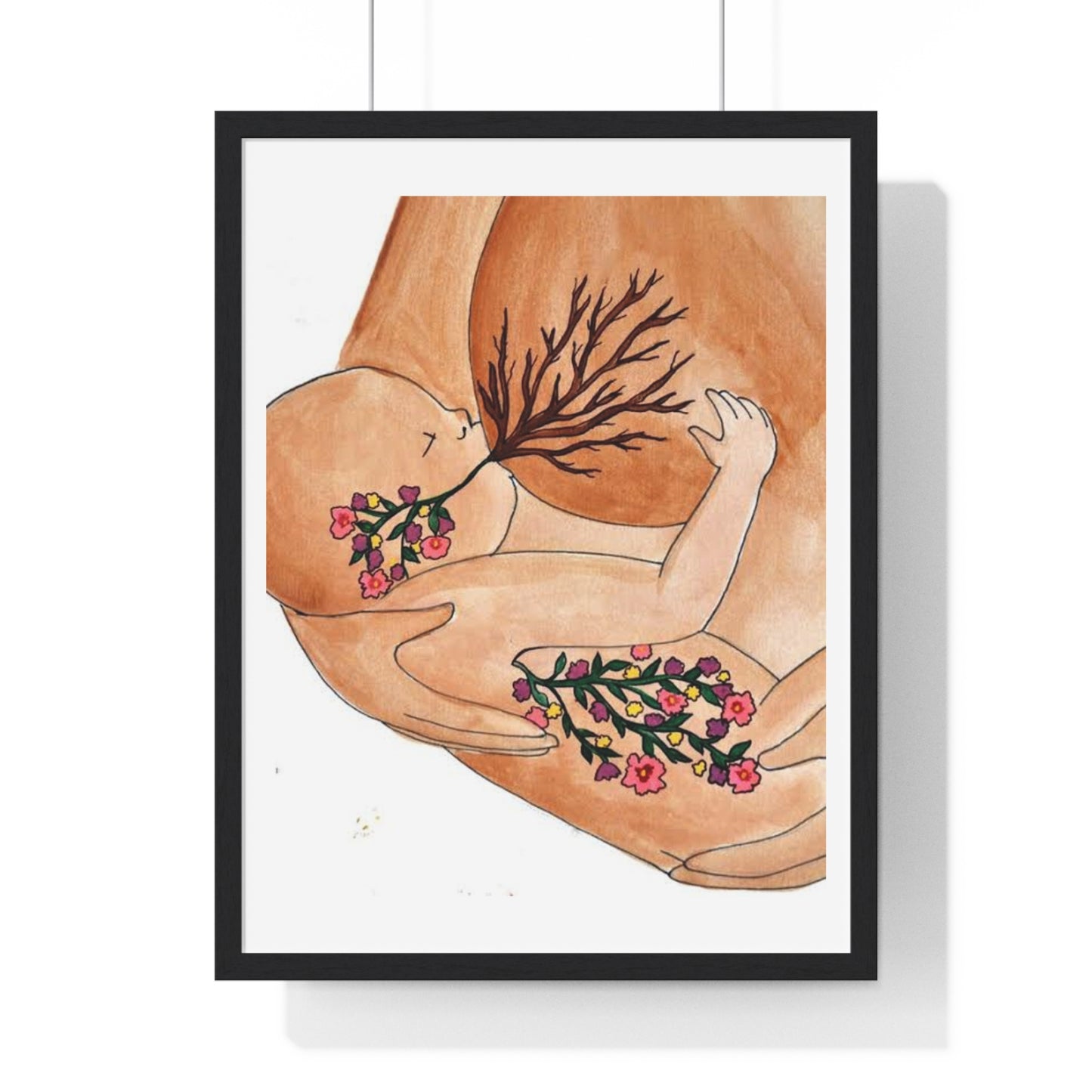 Mother and Baby, Abstract Art 'Designed by AI' Framed Print