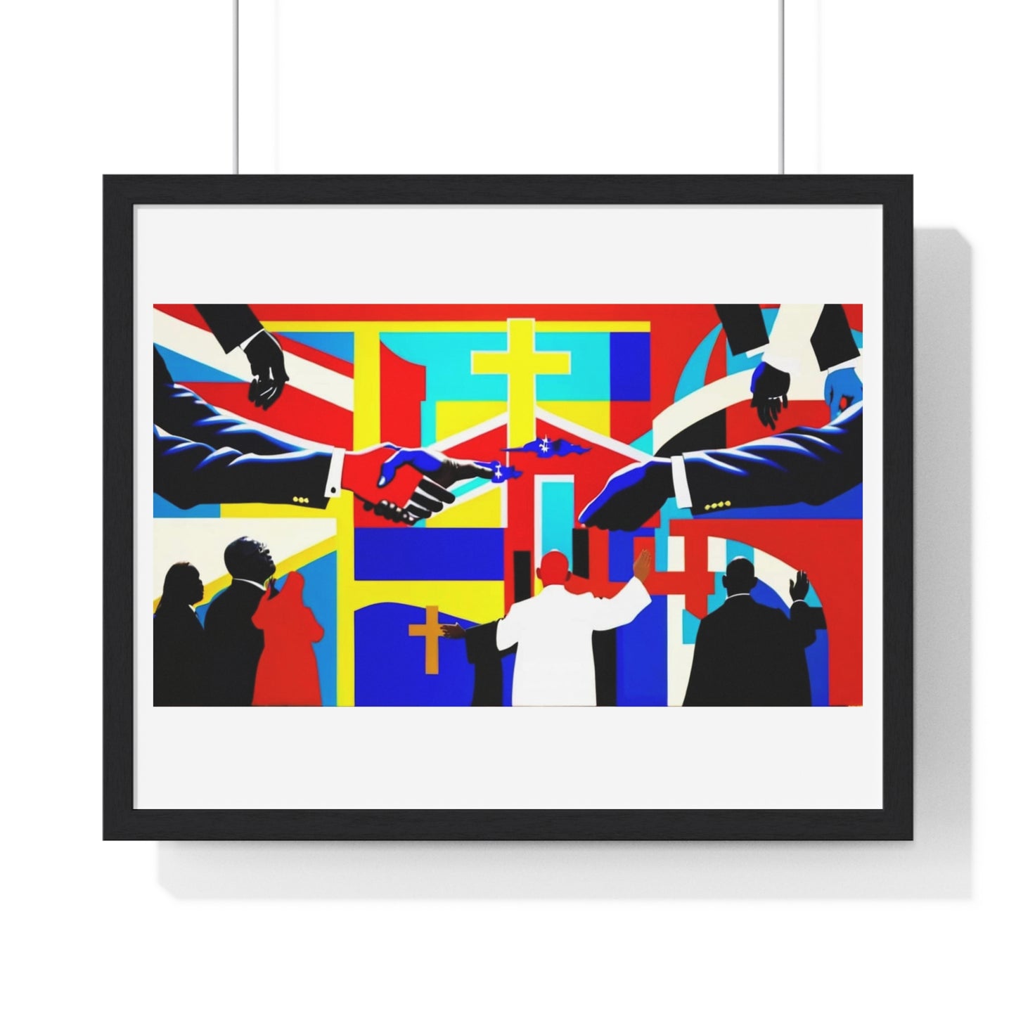 Emancipating Power: Politics and Religion Cartoon Art 'Designed by AI' Framed Art Print