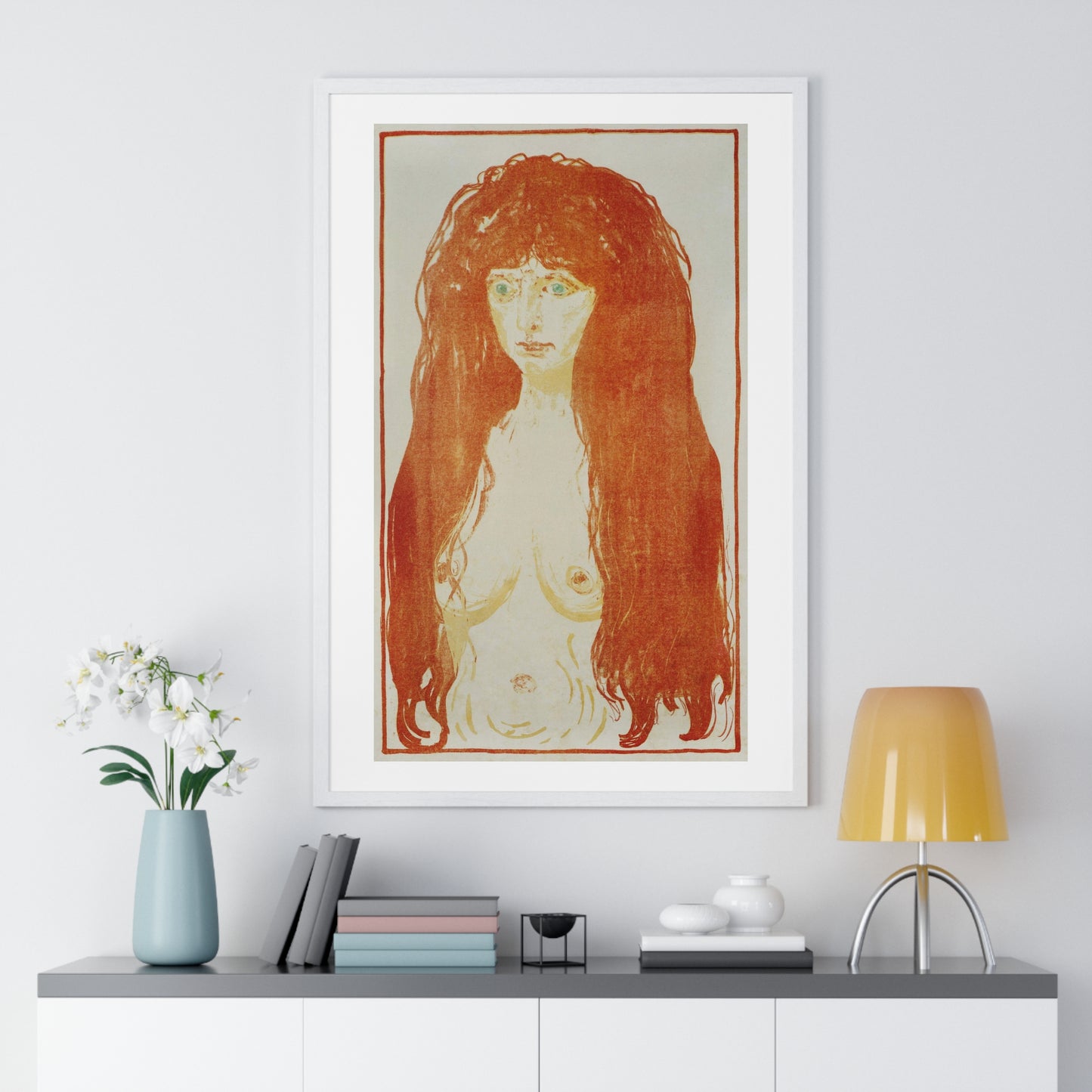 The Sin (Woman with Red Hair and Green Eyes) by Edvard Munch (1902) from the Original, Framed Art Print