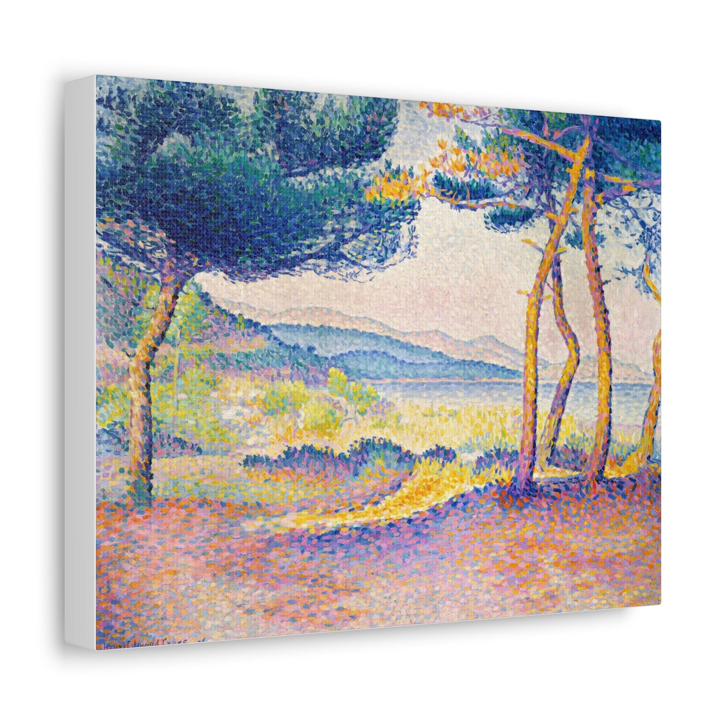 Pines Along the Shore (1896) by Henri-Edmond Cross, Art Print from the Original on Canvas