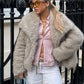 Thick Winter Plush Women's Fashion Bolero Jacket, Large Lapel