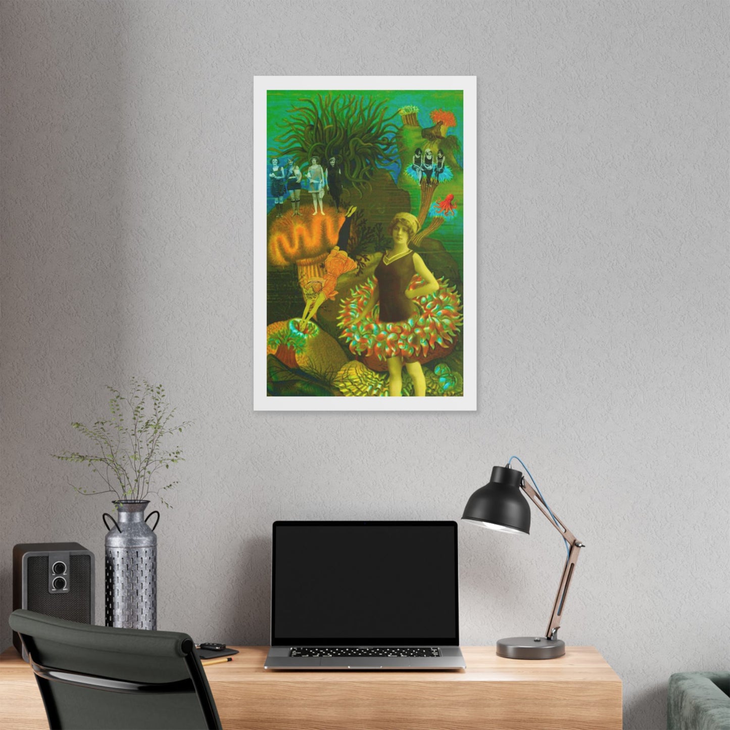 Deep Sea Divers, Surrealist Art, Digital Collage 'Designed by AI' Canvas Art Print