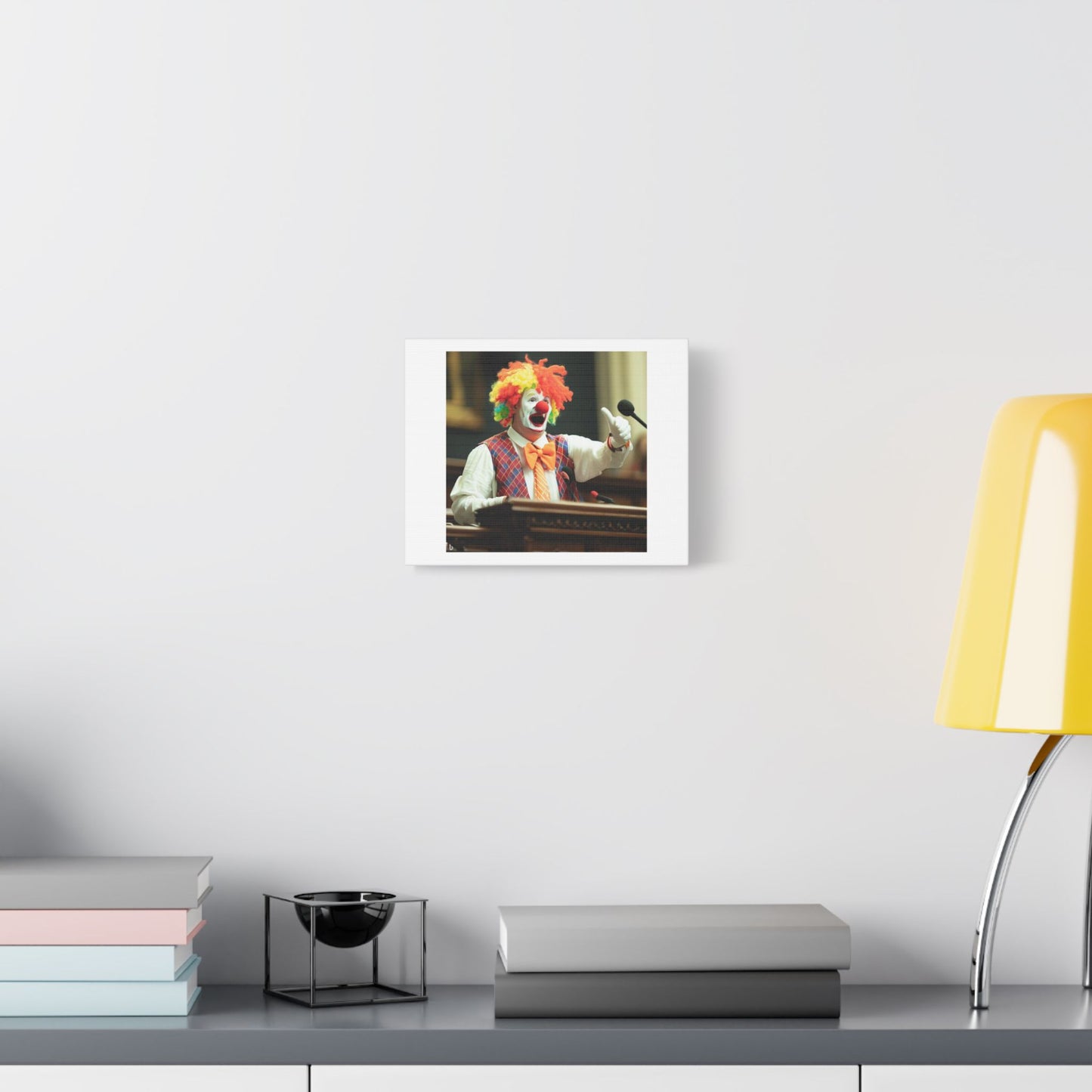 Politician as a Sad Clown 'Designed by AI' Art Print on Canvas