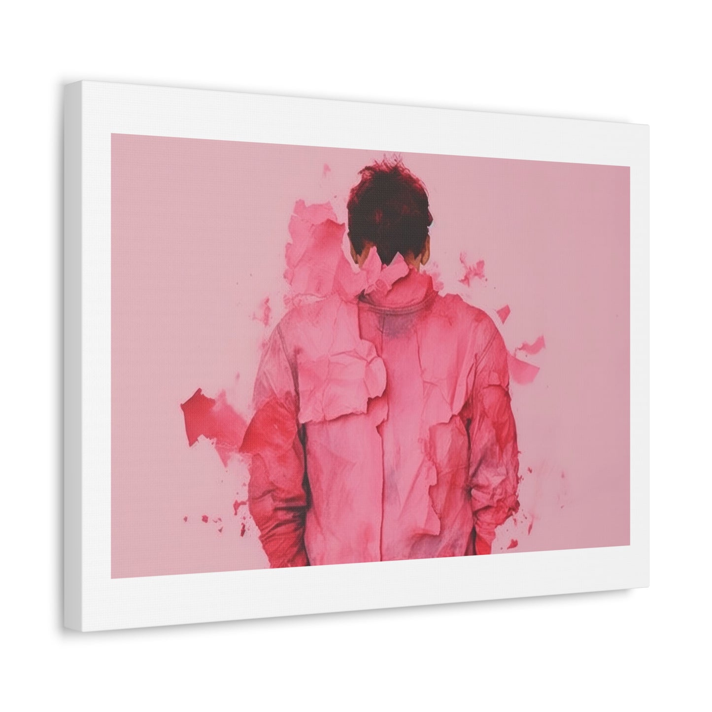 Altered Man Pink Break Up Abstract Painting 'Designed by AI' Art Print on Canvas