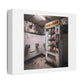 Grimy Bathroom Vending Machine Selling Steak and Eggs 'Designed by AI' Art Print on Canvas