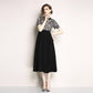Lace Bodice Classic Short-Sleeve Black Cocktail Dress