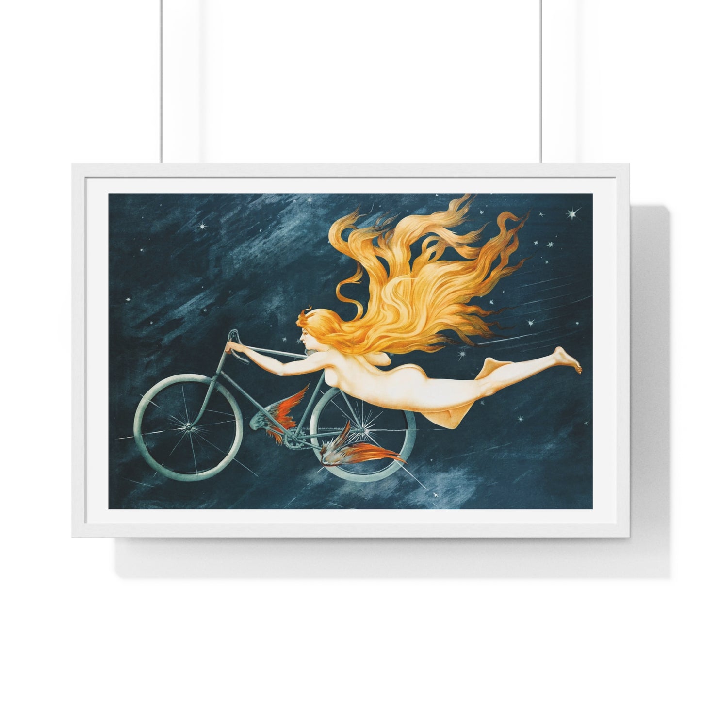 With Pedal Power My Bike Takes Flight into the Boundless Light! III 'Designed by AI' Framed Art Print