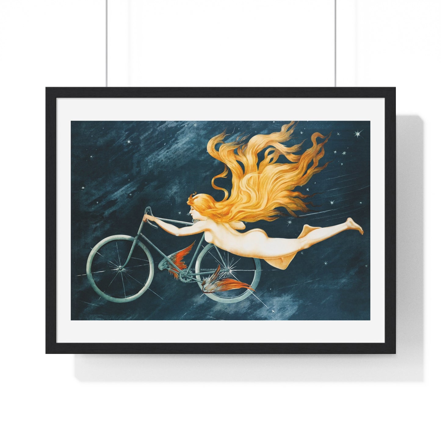 With Pedal Power My Bike Takes Flight into the Boundless Light! III 'Designed by AI' Framed Art Print