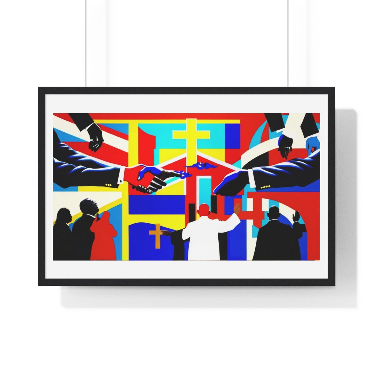 Emancipating Power: Politics and Religion Cartoon Art 'Designed by AI' Framed Art Print