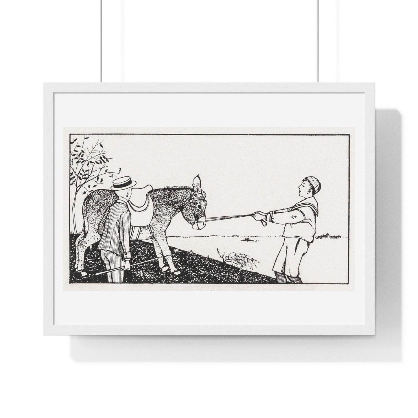 Two Boys and a Donkey by Julie de Graag (1877-1924) from the Original, Framed Print